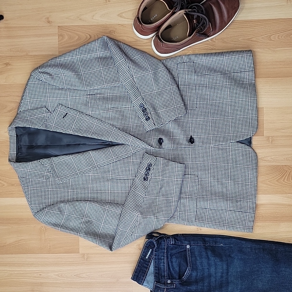 Hickey Freeman VINTAGE 100% Wool Plaid Suit Jacket